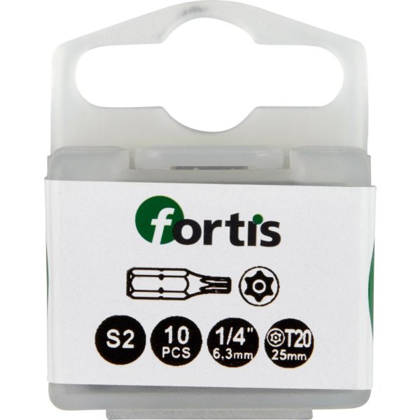 Bit zähhart 1/4 DIN3126 C6,3 T20x25mm mit Bohrung 10er Pack FORTIS"