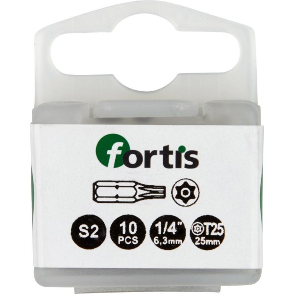 Bit zähhart 1/4 DIN3126 C6,3 T25x25mm mit Bohrung 10er Pack FORTIS"