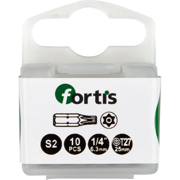 Bit zähhart 1/4 DIN3126 C6,3 T27x25mm mit Bohrung 10er Pack FORTIS"