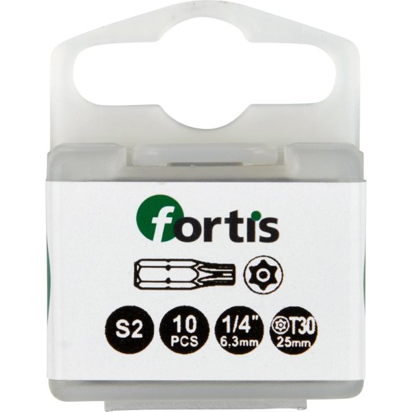 Bit zähhart 1/4 DIN3126 C6,3 T30x25mm mit Bohrung 10er Pack FORTIS"