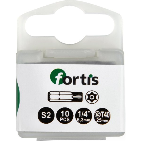 Bit zähhart 1/4 DIN3126 C6,3 T40x25mm mit Bohrung 10er Pack FORTIS"