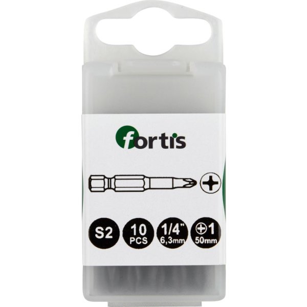 Bit zähhart 1/4 DIN3126 E6,3 PH1x50mm 10er Pack FORTIS"