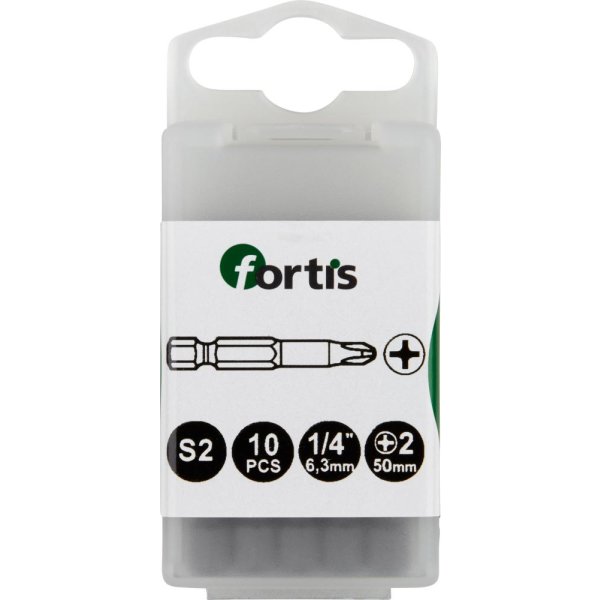 Bit zähhart 1/4 DIN3126 E6,3 PH2x50mm 10er Pack FORTIS"