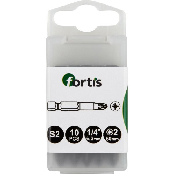 Bit zähhart 1/4 DIN3126 E6,3 PZ2x50mm 10er Pack FORTIS"