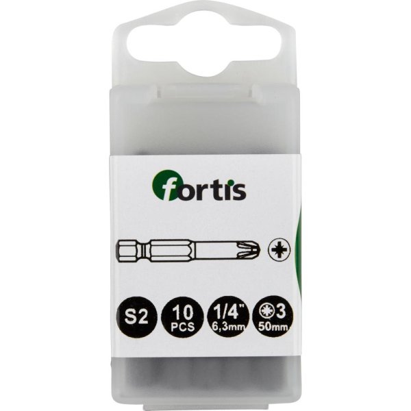 Bit zähhart 1/4 DIN3126 E6,3 PZ3x50mm 10er Pack FORTIS"