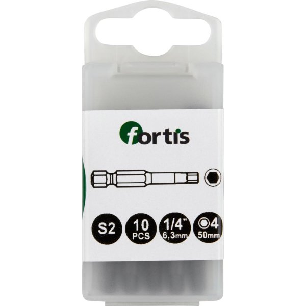 Bit zähhart 1/4 DIN3126 E6,3 Innensechskant 4x50mm 10er Pack FORTIS"