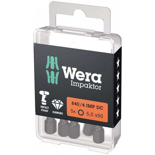 Bit Impaktor 1/4 DIN 3126 E6,3 Innensechskant 5x50mm 5er Pack Wera"