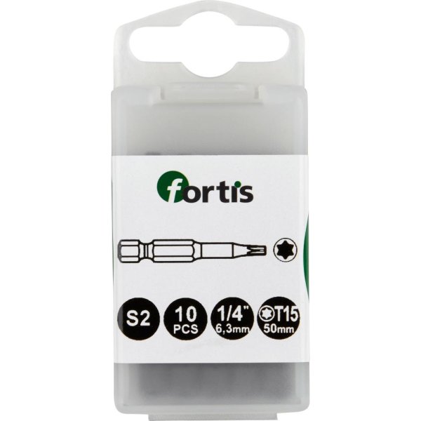 Bit zähhart 1/4 DIN3126 E6,3 T15x50mm 10er Pack FORTIS"