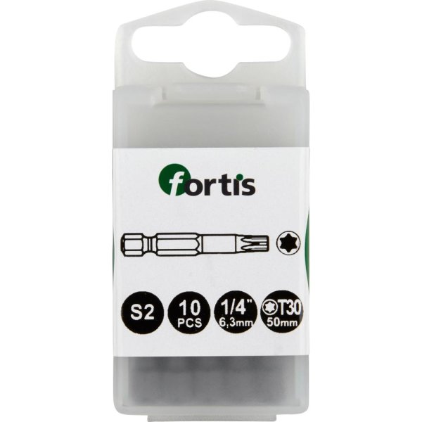 Bit zähhart 1/4 DIN3126 E6,3 T30x50mm 10er Pack FORTIS"