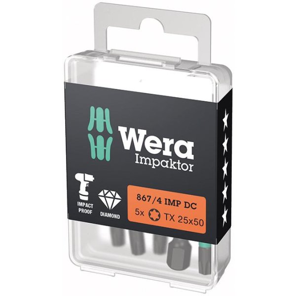 Bit Impaktor 1/4 DIN 3126 E6,3 T25x50mm 5er Pack Wera"