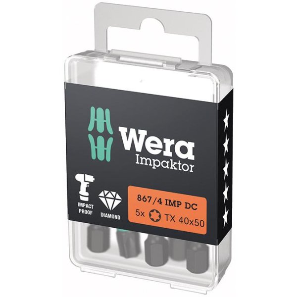 Bit Impaktor 1/4 DIN 3126 E6,3 T40x50mm 5er Pack Wera"