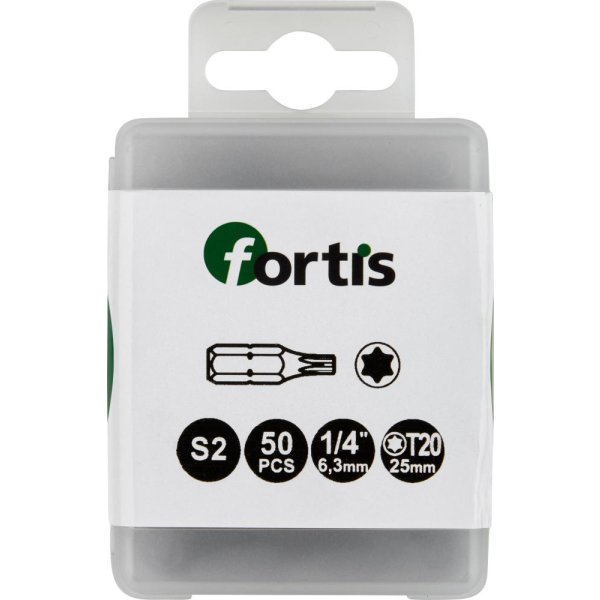 Bit zähhart 1/4 DIN3126 C6,3 T20x25mm 50er Pack FORTIS"